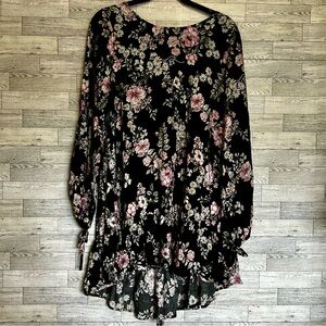 Jaase Dress High/Low Floral,‎ Sleeve Cut Out, Triangle Cut Out On Back/ Sz-Large
